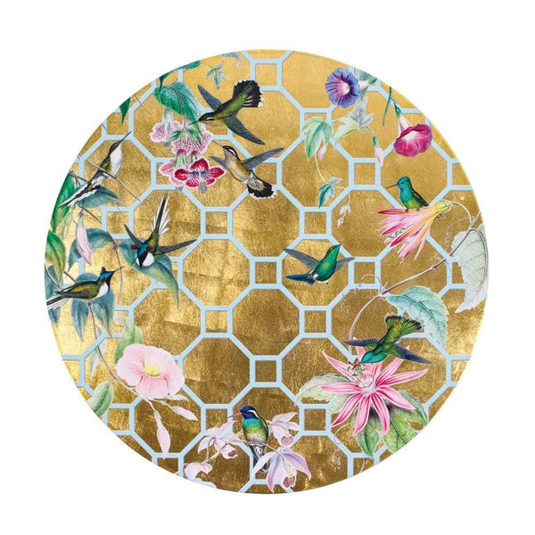 Placemat Gold hummingbird trellis