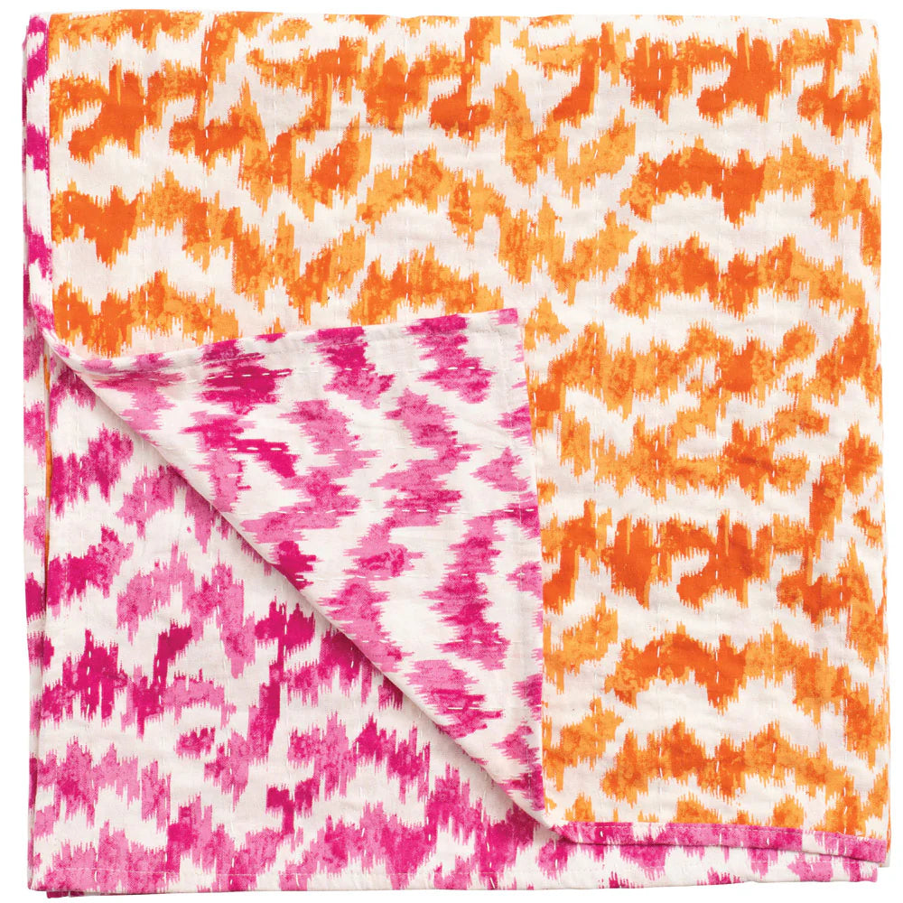 Omkeerbaar katoenen tafelkleed fuchsia/oranje