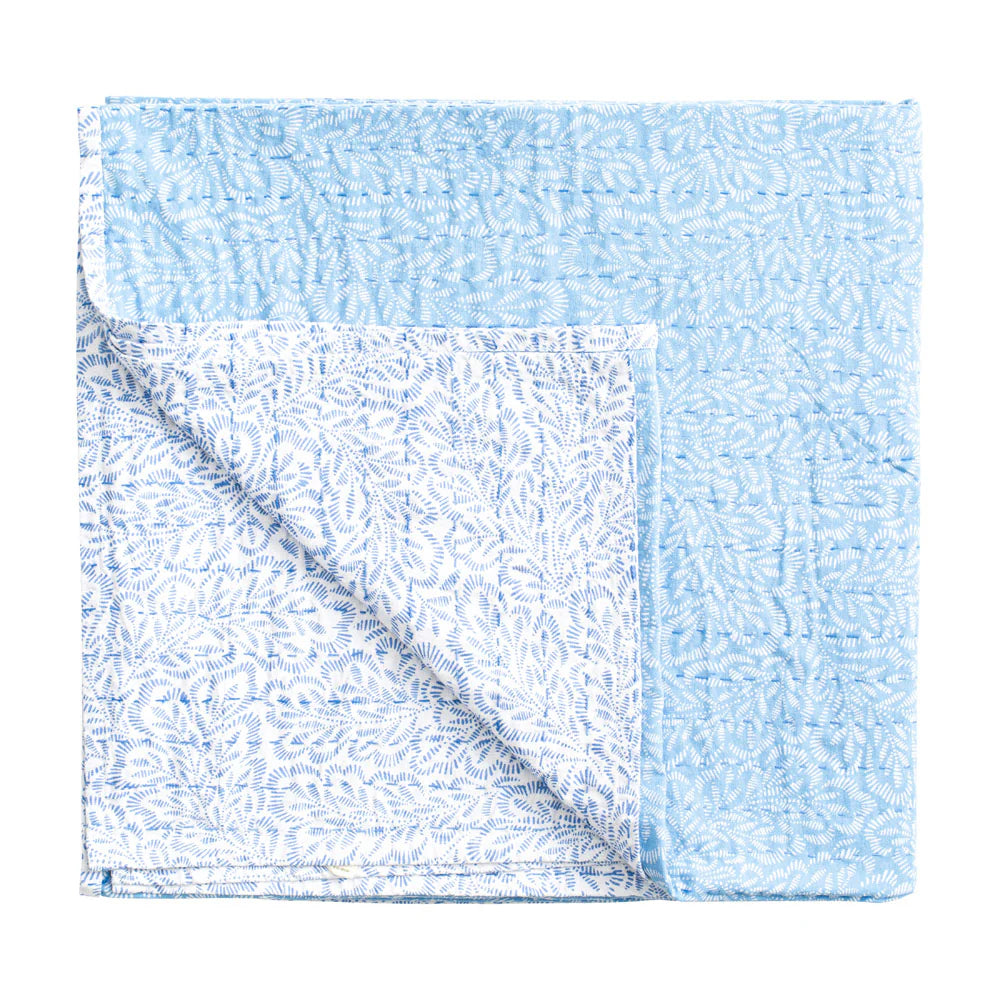 Omkeerbaar katoenen tafelkleed wit blauw