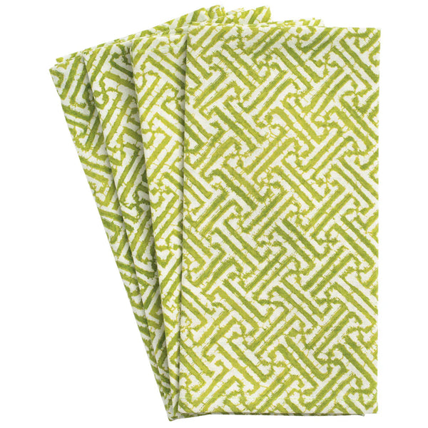 Katoenen servettenset Fretwork groen
